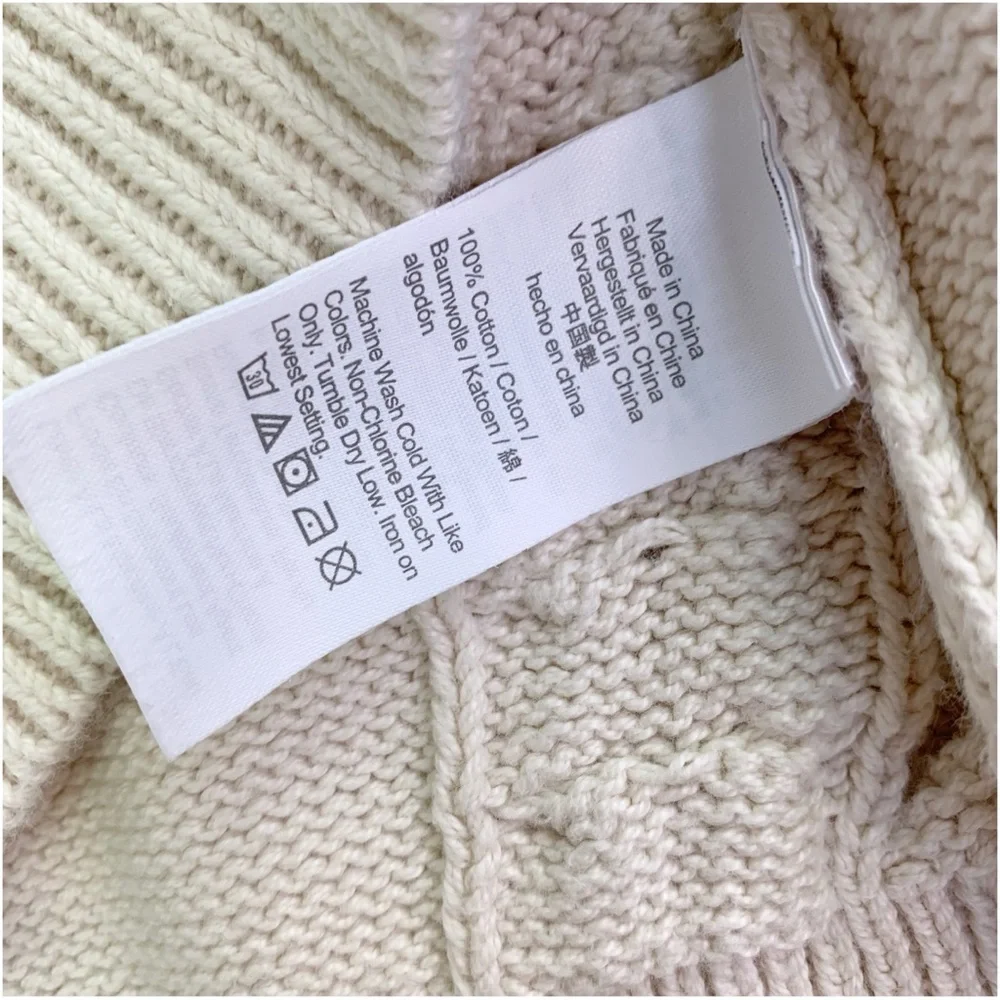 J‎ Crew long sleeve Cotton cable-knit tipped shawl-collar sweater in ivory